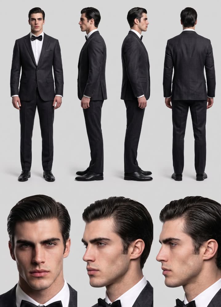 Character sheet: a man in black tie